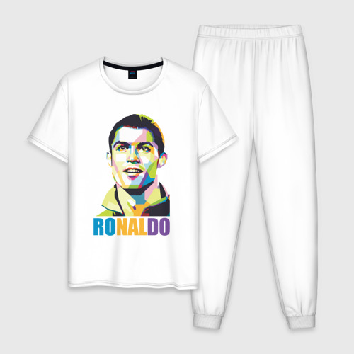 Мужская пижама хлопок с принтом Smiling Ronaldo, вид спереди #2