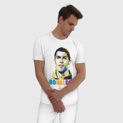 Мужская пижама хлопок с принтом Smiling Ronaldo, фото на моделе #1