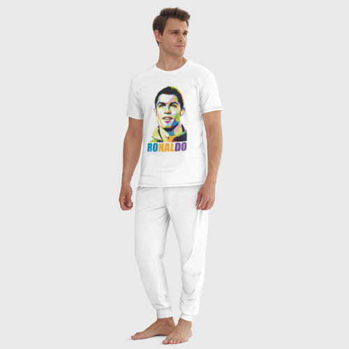 Мужская пижама хлопок с принтом Smiling Ronaldo, вид сбоку #3