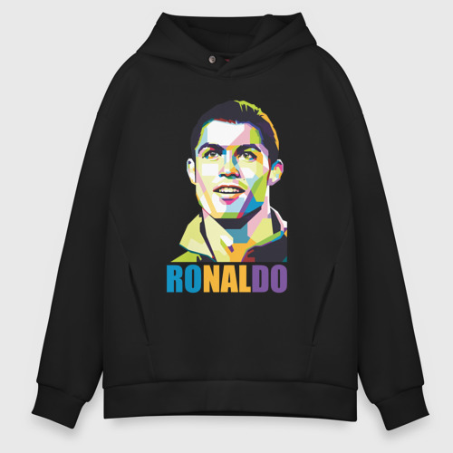 Мужское худи Oversize хлопок Smiling Ronaldo, цвет черный