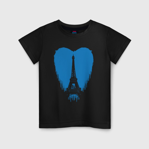 Детская футболка хлопок с принтом Blue Paris, вид спереди #2