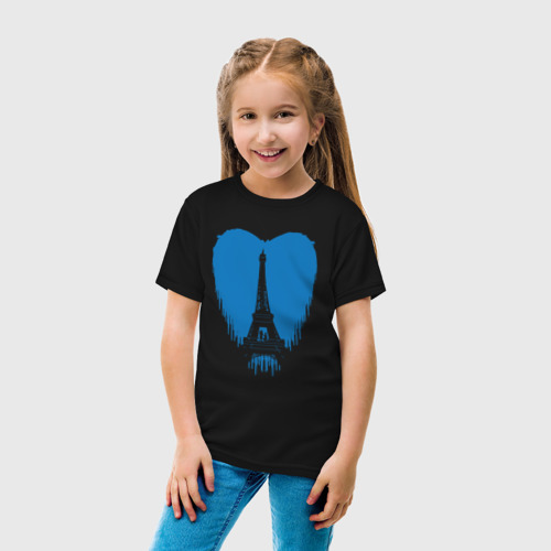 Детская футболка хлопок с принтом Blue Paris, вид сбоку #3