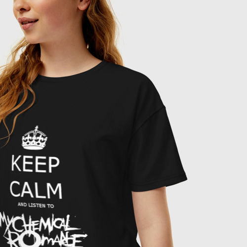 Женская футболка хлопок Oversize My Chemical Romance keep calm, цвет черный - фото 3