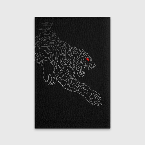 Обложка для паспорта матовая кожа Тату тигр, цвет бирюзовый - фото 2
