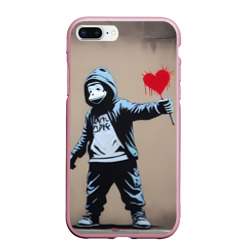 Чехол для iPhone 7Plus/8 Plus матовый Обезьяна держит в руках сердце граффити