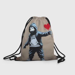 Рюкзак-мешок 3D Обезьяна держит в руках сердце граффити