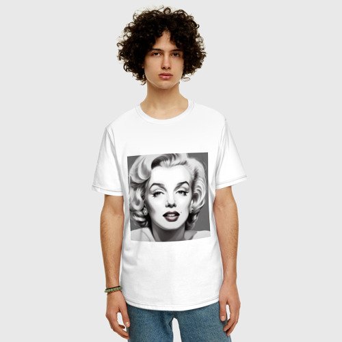 Мужская футболка хлопок Oversize с принтом Портрет Мэрилин, фото на моделе #1