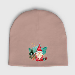 Детская шапка демисезонная Гном с  новогодними подарками