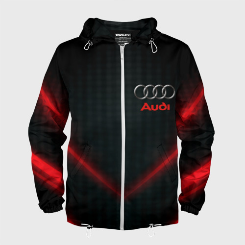 Мужская ветровка 3D Audi stripes neon, цвет белый