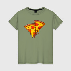 Кусочки сочной пиццы – Женская футболка хлопок с принтом купить со скидкой в -20%