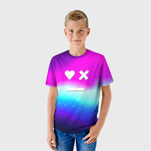 Детская футболка 3D с принтом Love death robots neon gradient serial, фото на моделе #1