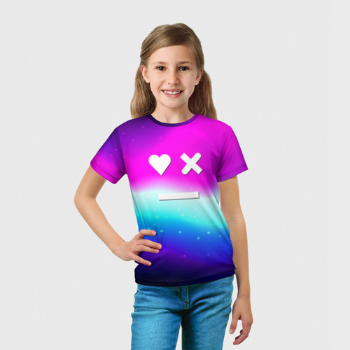 Детская футболка 3D с принтом Love death robots neon gradient serial, вид сбоку #3
