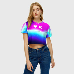Женская футболка Crop-top 3D Love death robots neon gradient serial - фото 2