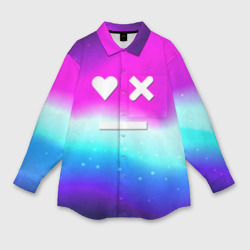 Женская рубашка oversize 3D Love death robots neon gradient serial