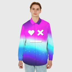 Мужская рубашка oversize 3D Love death robots neon gradient serial - фото 2