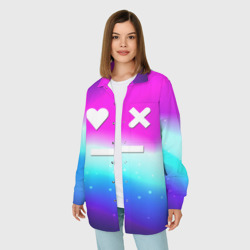 Женская рубашка oversize 3D Love death robots neon gradient serial - фото 2