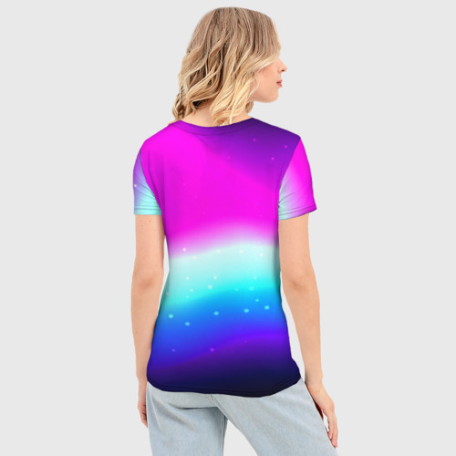 Женская футболка 3D Slim Love death robots neon gradient serial, цвет 3D печать - фото 4