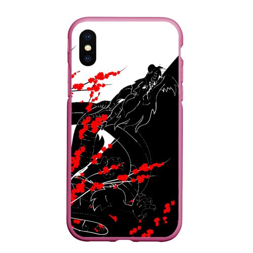 Чехол для iPhone XS Max матовый Tokyo Dragon, цвет малиновый