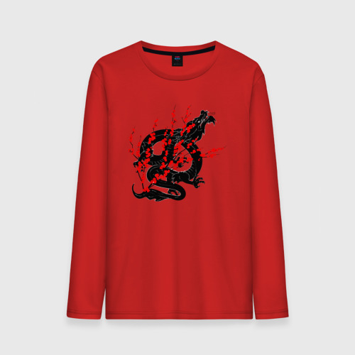 Мужской лонгслив хлопок Tokyo dragon, цвет красный