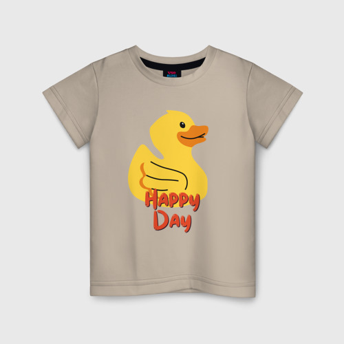 Детская футболка хлопок с принтом Жёлтая резиновая уточка - счастливый день, вид спереди #2