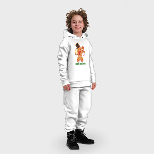 Детский костюм хлопок Oversize Пряничный человечек с леденцом, цвет белый - фото 3