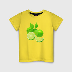 Детская футболка хлопок Лайм целиком с листьями