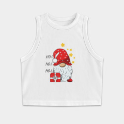 Женская укороченная майка-топ хлопок Милый гном с подарком