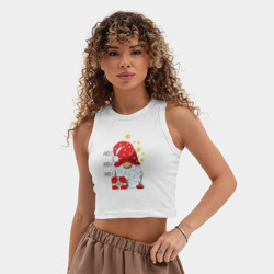 Женская укороченная майка-топ хлопок Милый гном с подарком - фото 2