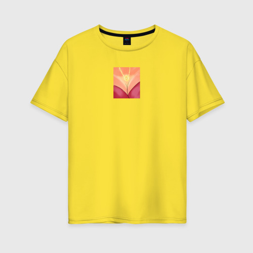Женская футболка хлопок Oversize Четвертый центр, цвет желтый