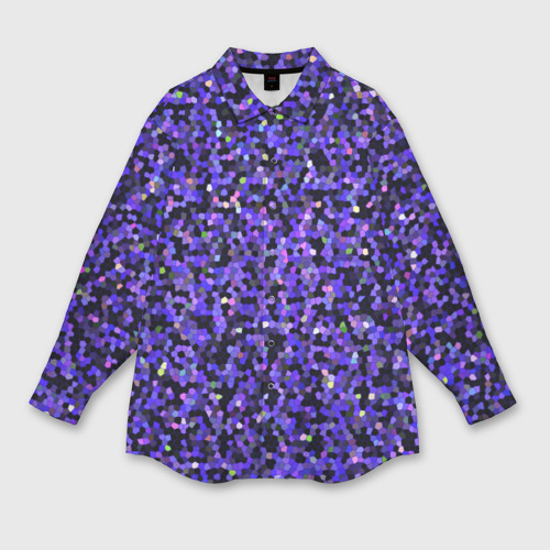 Женская рубашка oversize 3D с принтом Фиолетовая мозаика, вид спереди #2