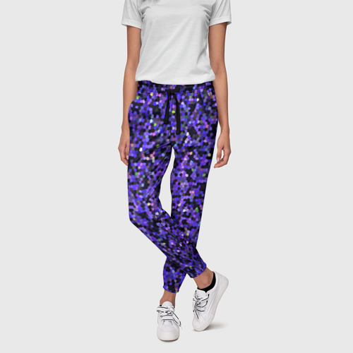 Женские брюки 3D с принтом Фиолетовая мозаика, фото на моделе #1