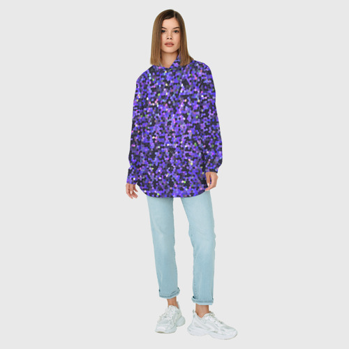 Женская рубашка oversize 3D с принтом Фиолетовая мозаика, вид сбоку #3