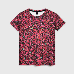 Женская футболка 3D Мелкая мозаика розовый