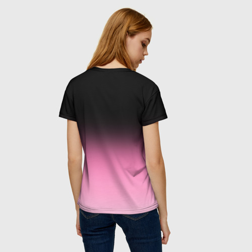 Женская футболка 3D Черно-розовый градиент, цвет 3D печать - фото 4