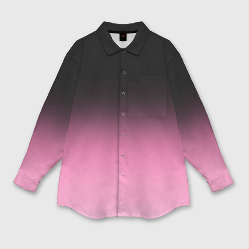 Женская рубашка оверсайз с принтом Черно-розовый градиент, вид спереди №1