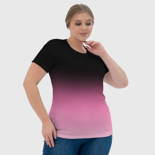 Женская футболка 3D Черно-розовый градиент, цвет 3D печать - фото 6