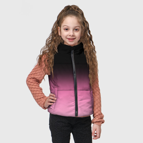 Детский жилет утепленный 3D Черно-розовый градиент, цвет черный - фото 3