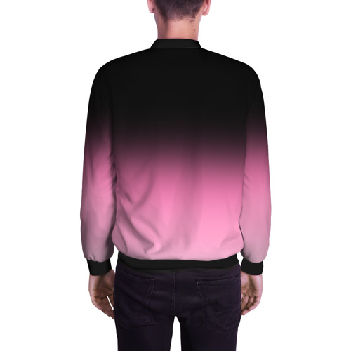 Мужской бомбер 3D Черно-розовый градиент, цвет черный - фото 4