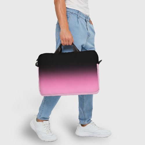 Сумка для ноутбука 3D Черно-розовый градиент, цвет 3D печать - фото 6