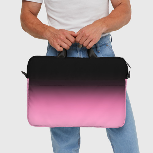 Сумка для ноутбука 3D Черно-розовый градиент, цвет 3D печать - фото 5