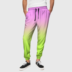 Розовый и ярко-зеленый градиент  – Мужские брюки 3D с принтом купить