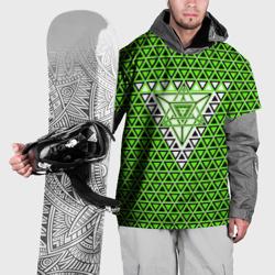 Накидка на куртку 3D Зелёные и чёрные треугольники