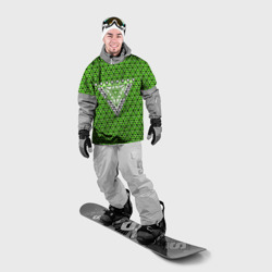 Накидка на куртку 3D Зелёные и чёрные треугольники - фото 2