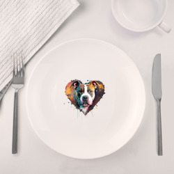 Набор: тарелка + кружка Питбуль арт-граффити в сердце - фото 2