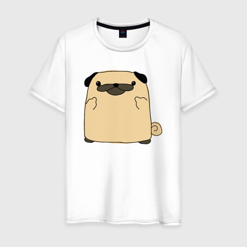 Мужская футболка из хлопка с принтом Дружелюбный мопс, вид спереди №1