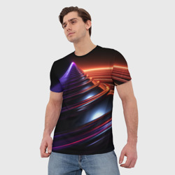 Мужская футболка 3D Фиолетовая воронка - фото 2