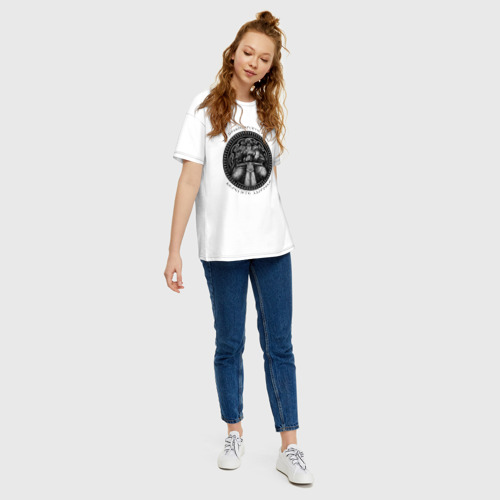 Женская футболка хлопок Oversize Велес с мощным мечом, цвет белый - фото 5