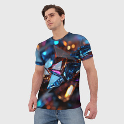 Мужская футболка 3D Разноцветные стекла - фото 2