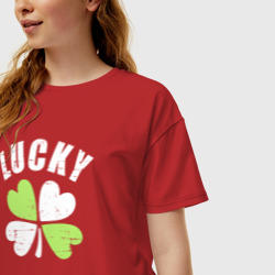 Женская футболка хлопок Oversize Lucky day - фото 2