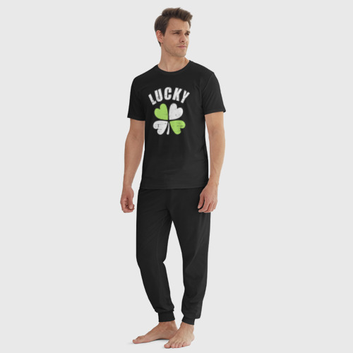 Мужская пижама хлопок Lucky day, цвет черный - фото 5
